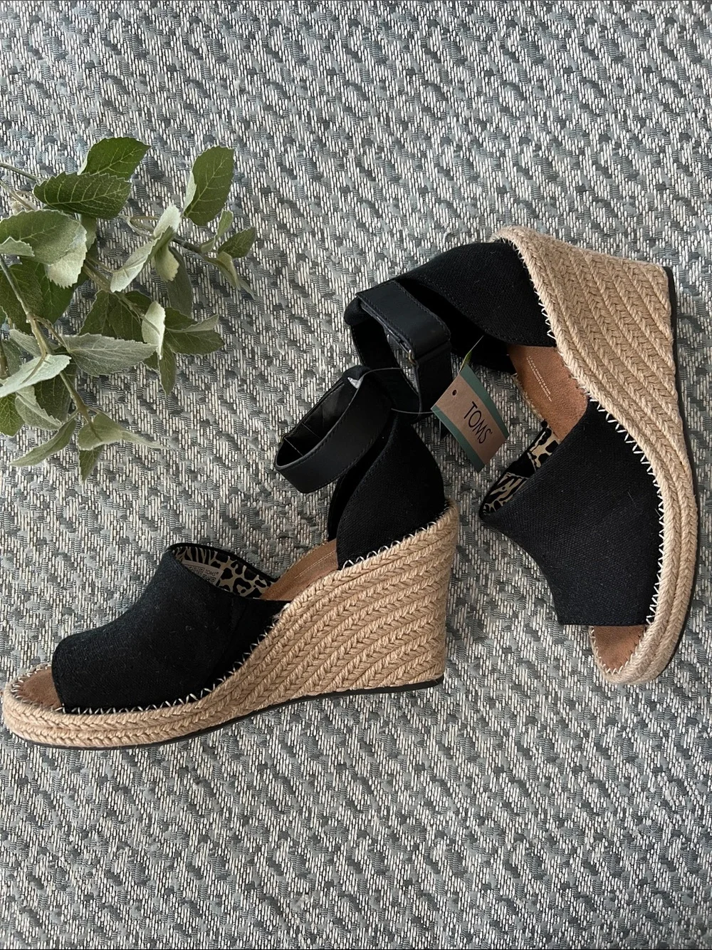 Tom’s Black Marisol Espadrille Wedge Sandals